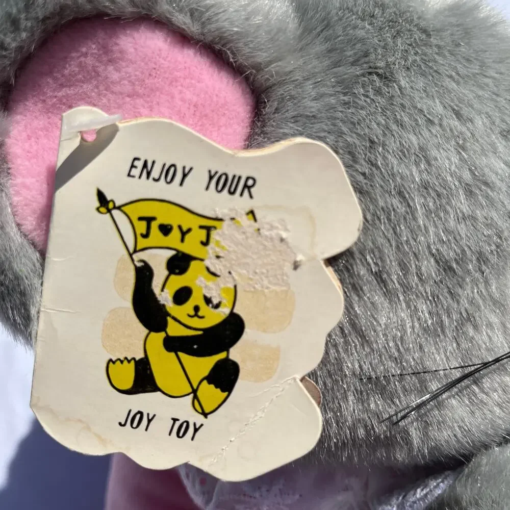 Joy Toy Charming Gray Mouse Pink Valentine Heart Plush Stuffed Animal 1992 VTG